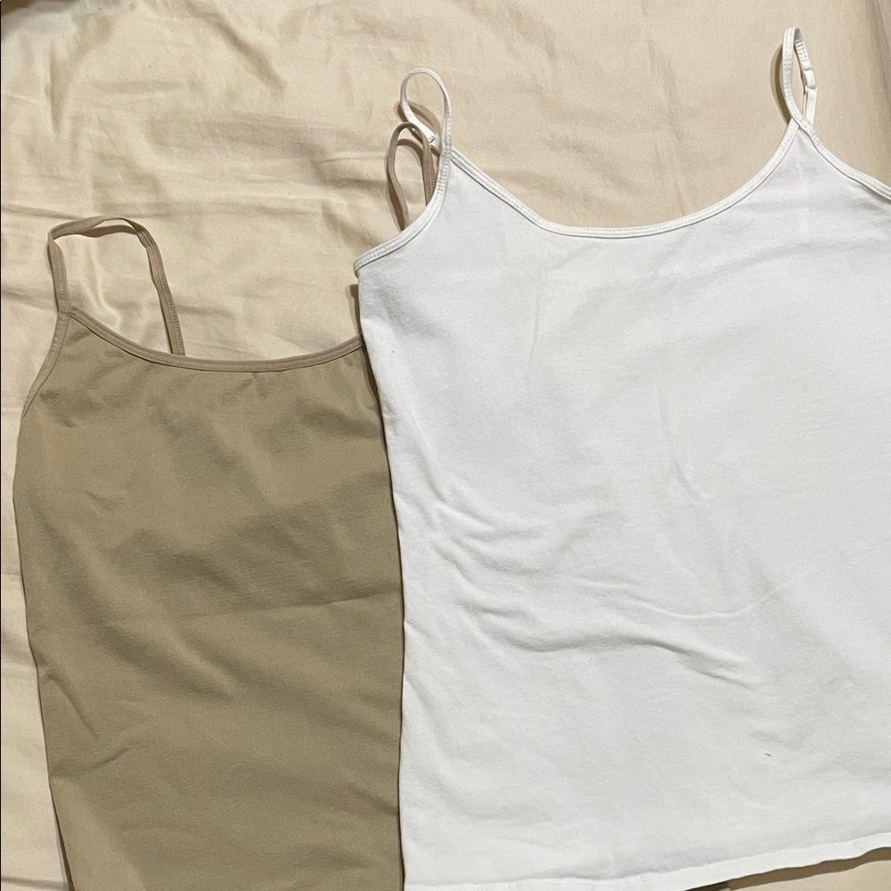 White and Tan Beige nudeCamisole Duo - lot of 2.